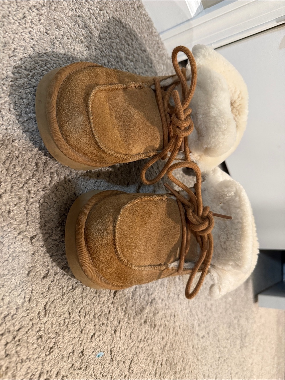 Tan Suede Winter Boots with Faux Shearling Lining